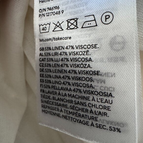 H&M Smocked Linen Blend Sundress Floral Lined Adjustable Straps Midi Summer - Picture 5 of 16